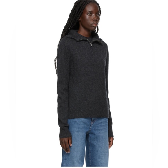 Charcoal gray TOTÊME Cashmere Quarter-Zip classy Hoodie - Picture 2 of 3